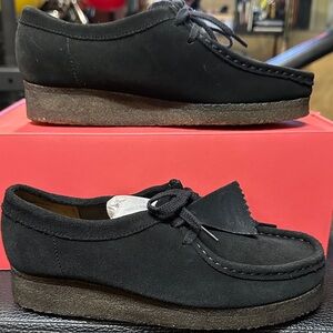 Clarks Black Leather Suede Women's Wallabee Lo